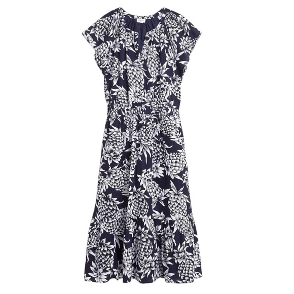 J. Crew Factory Blue And White Sleeveless Crinkle Dress - Picture 2 of 9